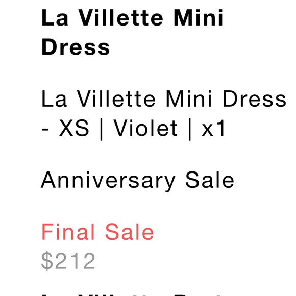 For Love & Lemons LA VILLETTE MINI DRESS💜💜💜 XS NWT - Picture 6 of 6
